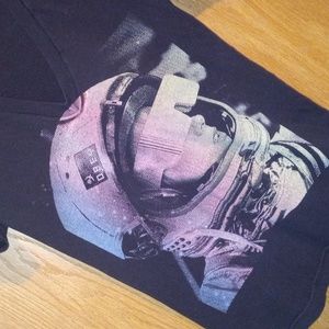 Obey Black W/Graphics V Neck T Shirt S Cotton